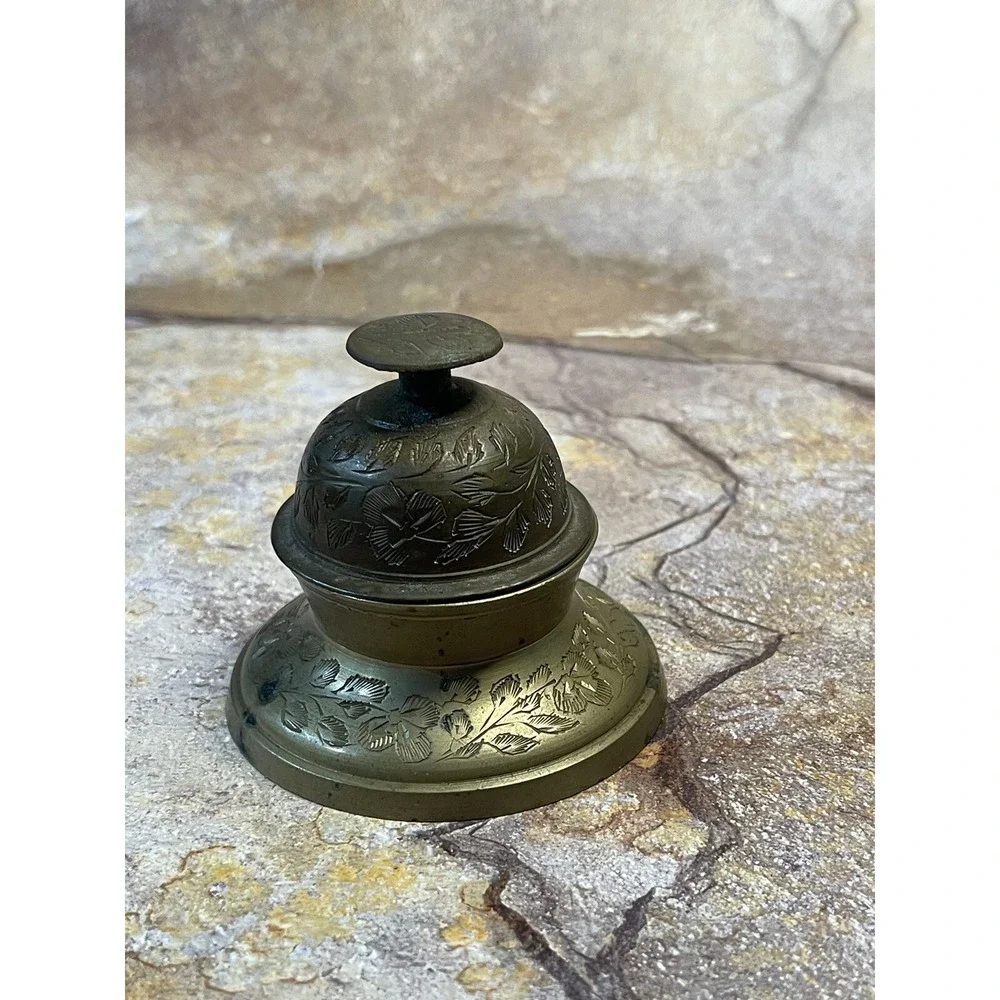 Vintage Brass‎ Bell with matching Base. Made in India.